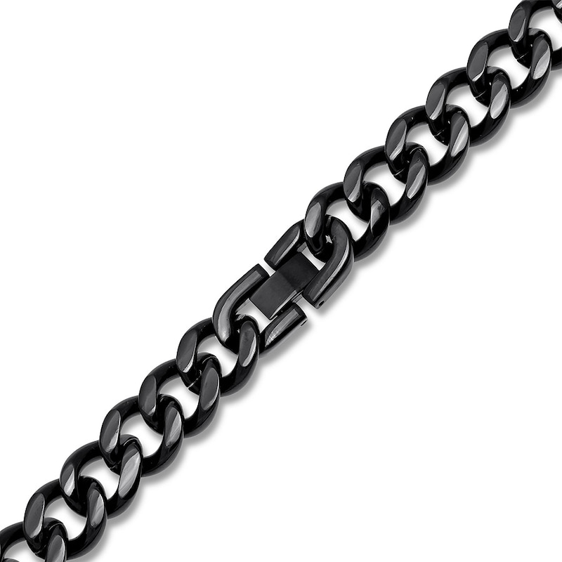 Solid Curb Chain Necklace 6mm Black Ion-Plated Stainless Steel 24