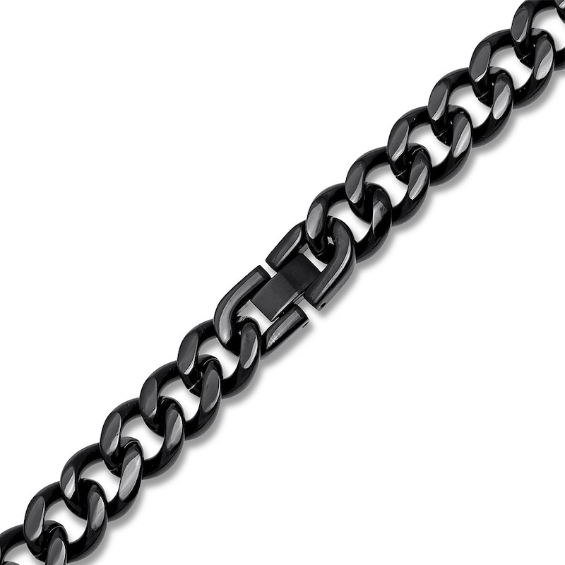 Main Image 2 of Curb Chain Necklace 11mm Black Ion-Plated Solid Stainless Steel 24&quot;