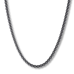 Box Chain Necklace Black Ion-Plated Stainless Steel 18&quot;