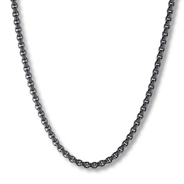 Box Chain Necklace Black Ion-Plated Solid Stainless Steel 18"