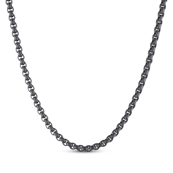 Box Chain Necklace Black Ion-Plated Solid Stainless Steel 18"