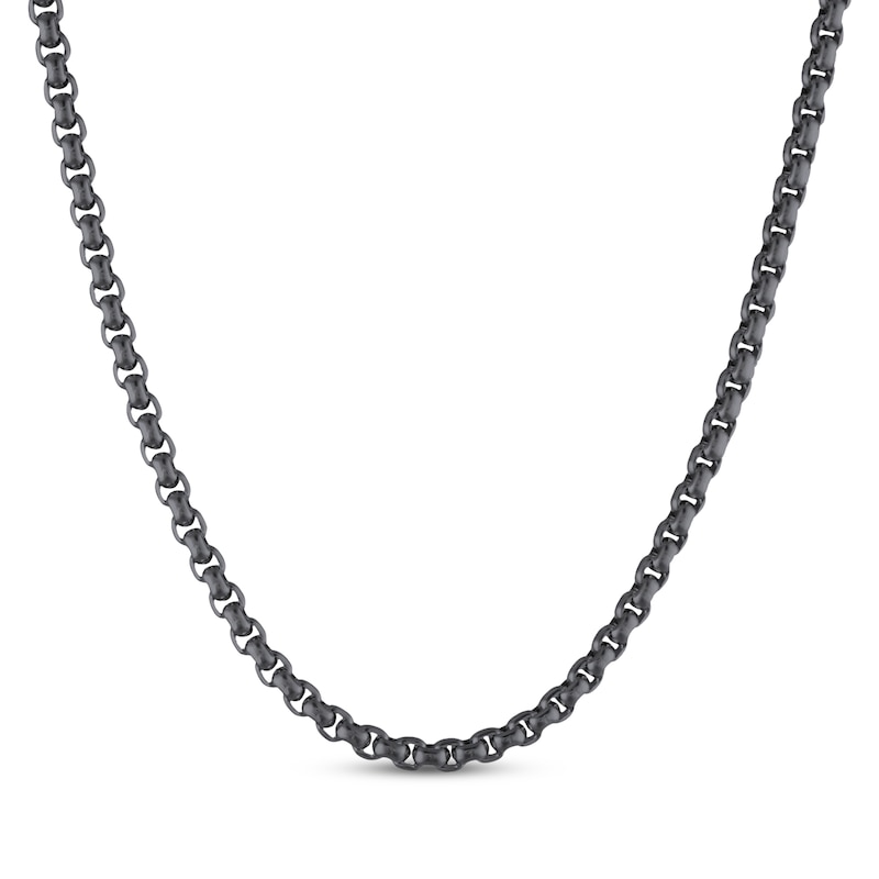 Main Image 1 of Box Chain Necklace Black Ion-Plated Solid Stainless Steel 18&quot;