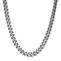 Curb Chain Necklace Stainless Steel/Gray Ion-Plating 18&quot;
