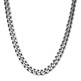 Curb Chain Necklace Solid Stainless Steel & Gray Ion-Plating 18"