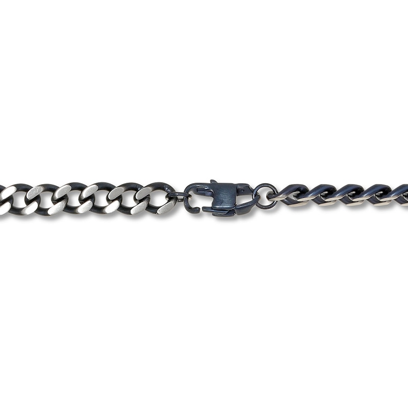 Curb Chain Necklace Stainless Steel & Gray Ion-Plating 18"