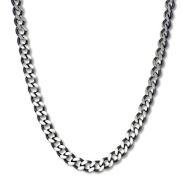 Curb Chain Necklace Solid Stainless Steel & Gray Ion-Plating 22"