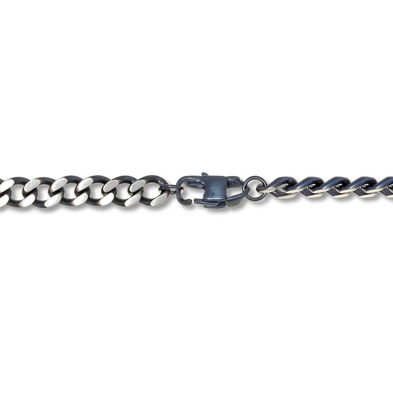 Main Image 2 of Curb Chain Necklace Solid Stainless Steel & Gray Ion-Plating 22&quot;