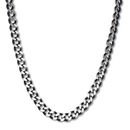 Curb Chain Necklace Solid Stainless Steel & Gray Ion-Plating 30"