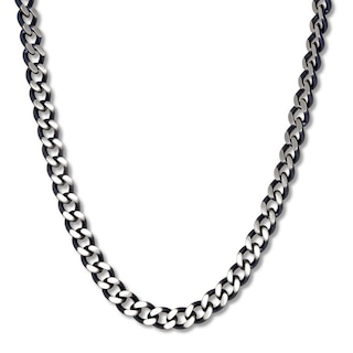 Solid Curb Chain Necklace 6mm Black Ion-Plated Stainless Steel 24