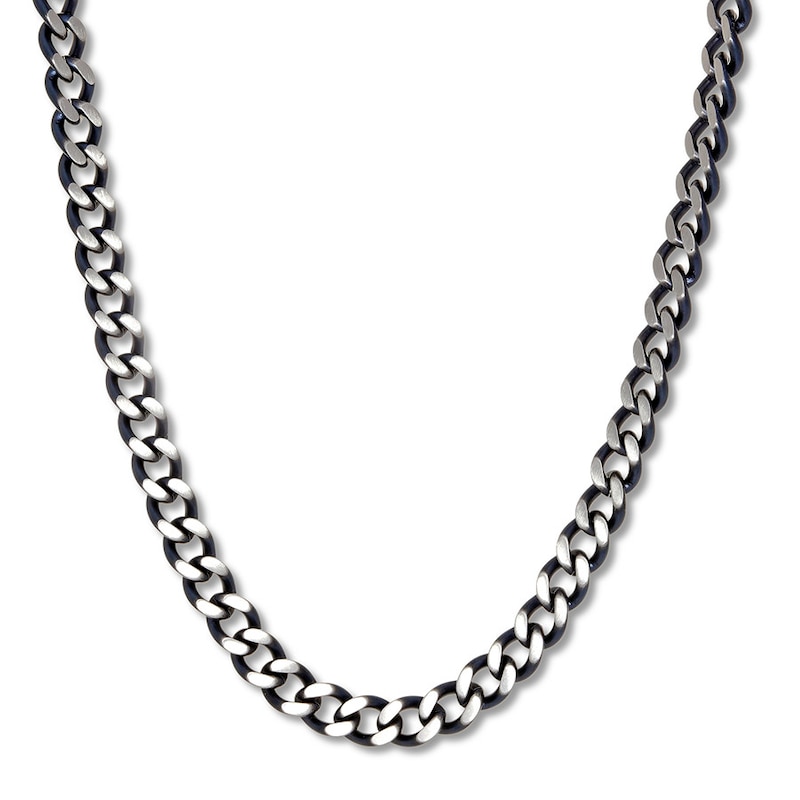 Solid Curb Chain Necklace Stainless Steel & Gray Ion-Plating 30"
