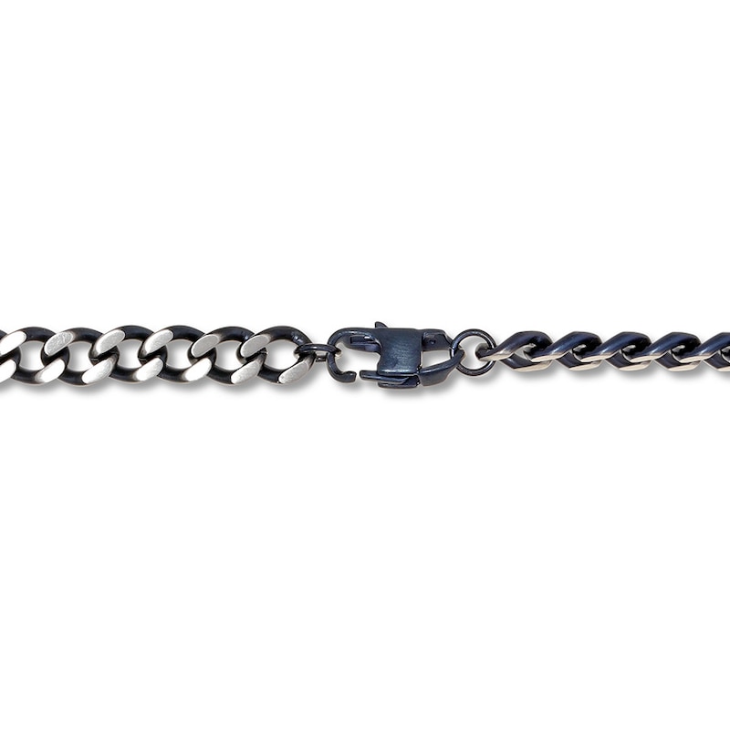 Main Image 2 of Curb Chain Necklace Solid Stainless Steel & Gray Ion-Plating 30&quot;