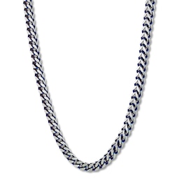 Foxtail Chain Necklace 5mm Solid Stainless Steel & Blue Ion-Plating 30"