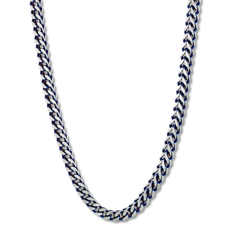 Main Image 1 of Foxtail Chain Necklace 5mm Solid Stainless Steel & Blue Ion-Plating 30&quot;