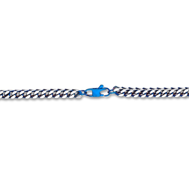 Main Image 2 of Foxtail Chain Necklace 5mm Solid Stainless Steel & Blue Ion-Plating 30&quot;