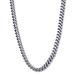 Foxtail Chain Necklace 5mm Solid Stainless Steel & Blue Ion-Plating 18"