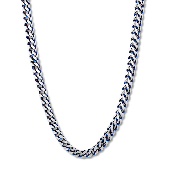 Foxtail Chain Necklace 5mm Solid Stainless Steel & Blue Ion-Plating 18"