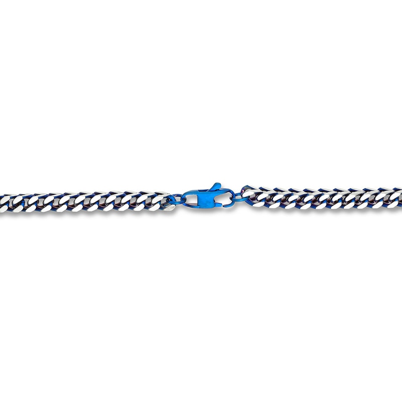 Main Image 2 of Foxtail Chain Necklace 5mm Solid Stainless Steel & Blue Ion-Plating 18&quot;