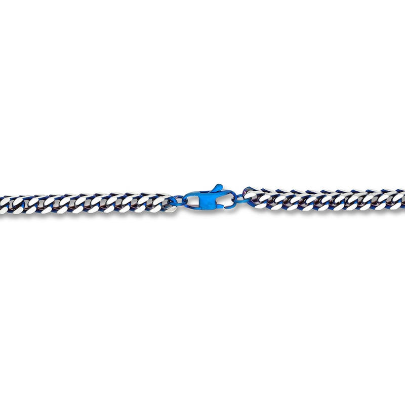 Solid Foxtail Chain Necklace 5mm Stainless Steel & Blue Ion-Plating 18"