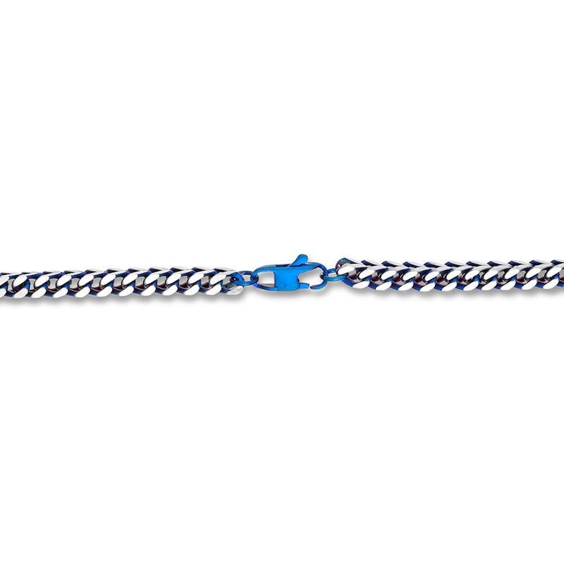 Solid Foxtail Chain Necklace 5mm Stainless Steel & Blue Ion-Plating 22"