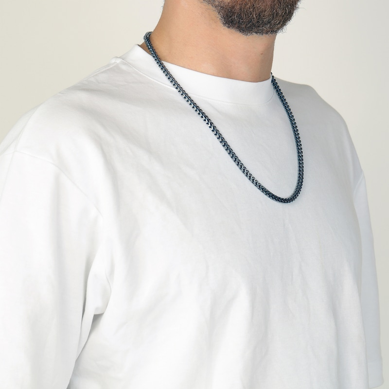 Main Image 3 of Foxtail Chain Necklace 5mm Solid Stainless Steel & Blue Ion-Plating 22&quot;