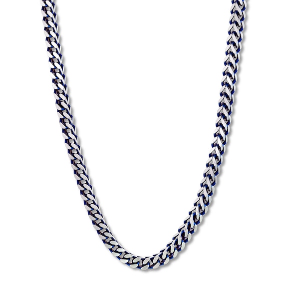Foxtail Chain Necklace 5mm Solid Stainless Steel & Blue Ion-Plating 24"