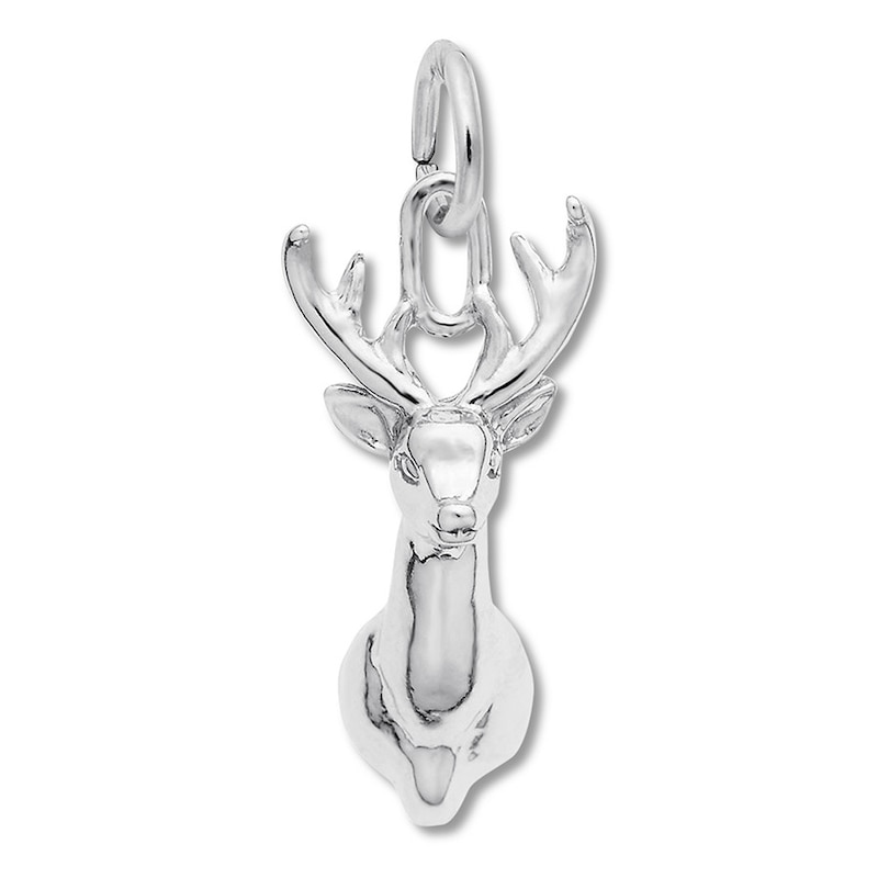 Main Image 1 of Deer Head Charm Sterling Silver