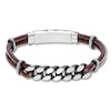 Thumbnail Image 0 of Men's Curb Chain & Brown Leather Bracelet Stainless Steel 9.5"