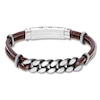 Thumbnail Image 1 of Men's Curb Chain & Brown Leather Bracelet Stainless Steel 9.5&quot;