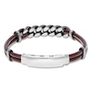 Thumbnail Image 1 of Men's Curb Chain & Brown Leather Bracelet Stainless Steel 9.5"