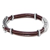 Thumbnail Image 2 of Men's Curb Chain & Brown Leather Bracelet Stainless Steel 9.5"