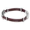 Thumbnail Image 3 of Men's Curb Chain & Brown Leather Bracelet Stainless Steel 9.5&quot;