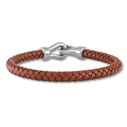 Love + Be Loved Men's Leather Bracelet Stainless Steel 8.5&quot;