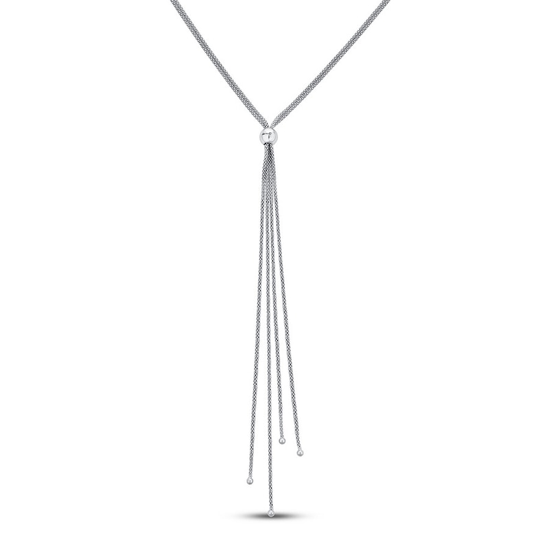 Popcorn Chain Bolo Necklace Sterling Silver