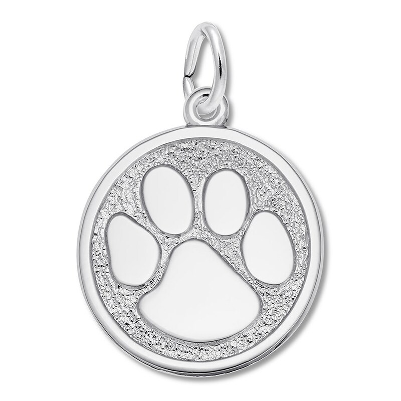 Main Image 1 of Paw Print Charm Sterling Silver