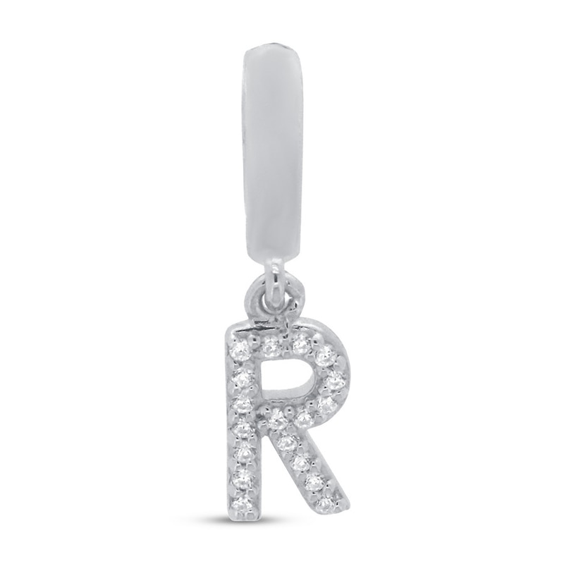 True Definition Letter R Charm 1/15 ct tw Diamonds Sterling Silver