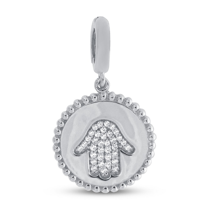 Main Image 1 of True Definition Diamond Hamsa Charm 1/6 ct tw Round-cut Sterling Silver