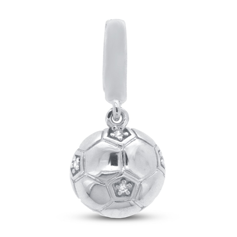 True Definition Soccer Ball Charm with Diamonds Sterling Silver with 360