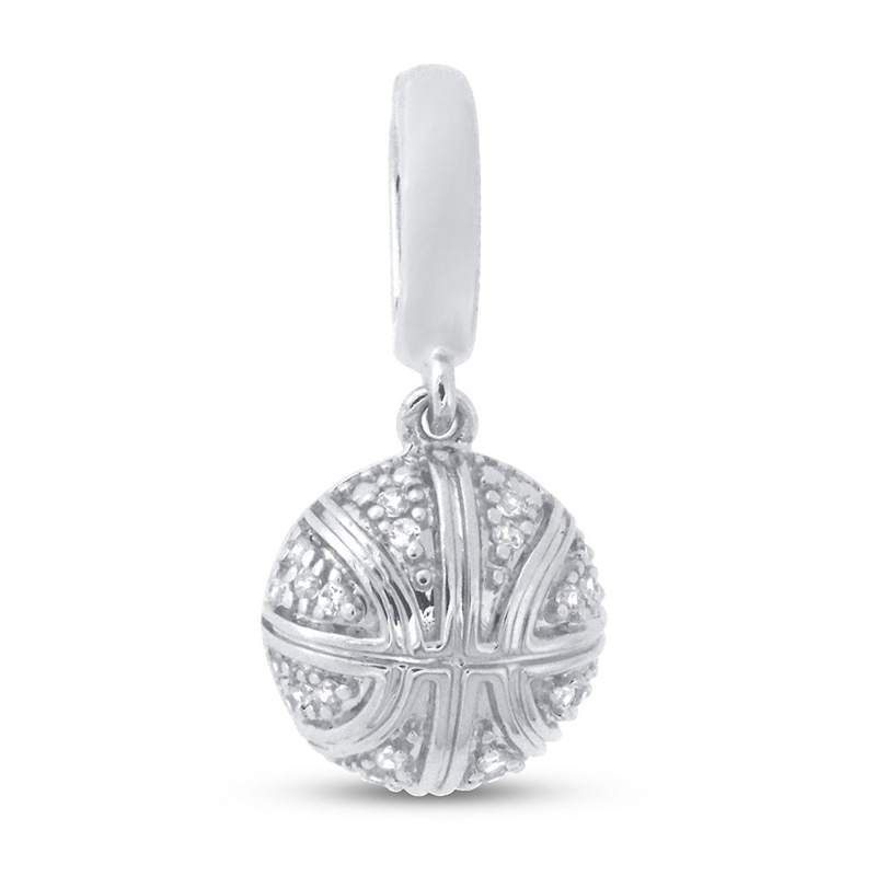 True Definition Basketball Charm 1/10 ct tw Diamonds Sterling Silver