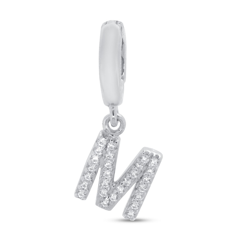 True Definition Letter M Charm 1 10 Ct Tw Diamonds Sterling Silver