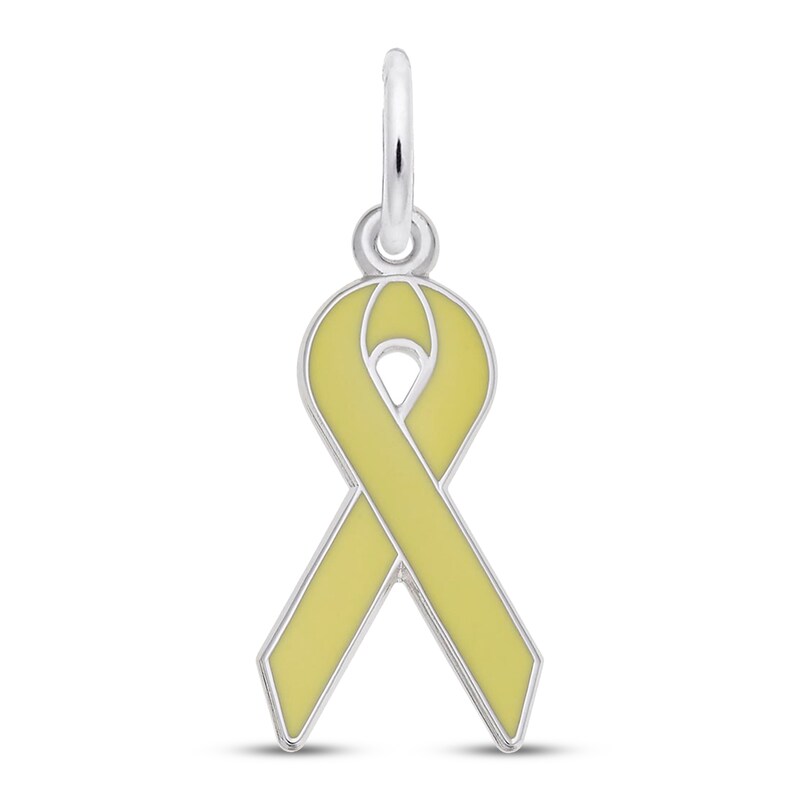 Main Image 1 of Ribbon Charm Yellow Enamel Sterling Silver