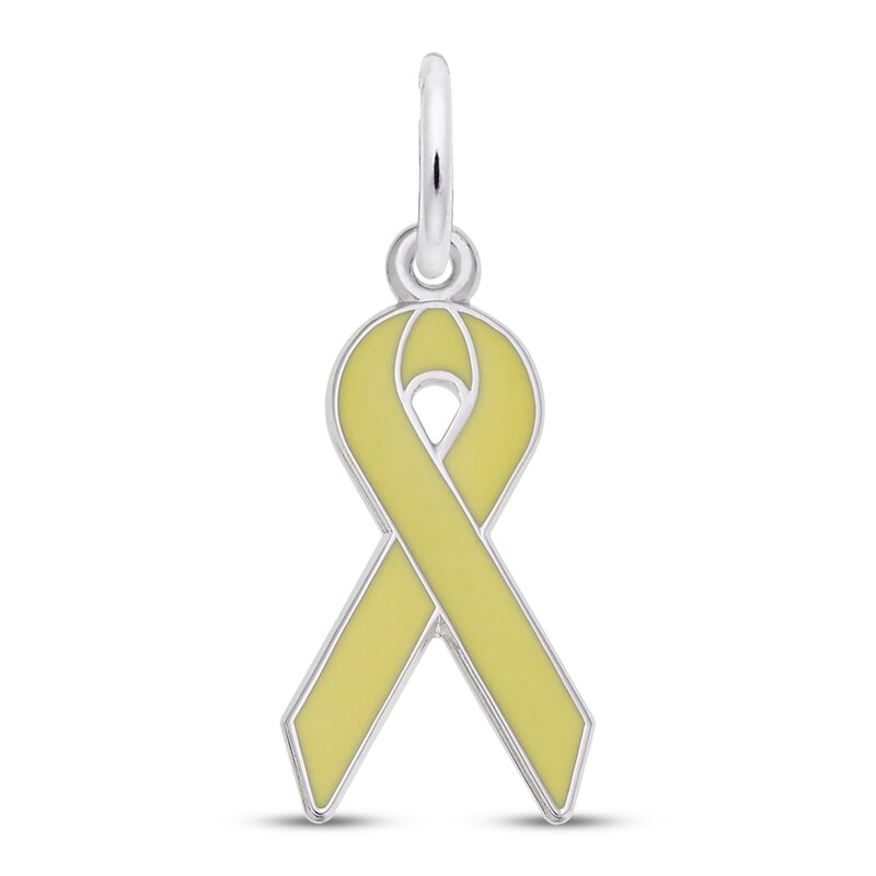 Ribbon Charm Yellow Enamel Sterling Silver