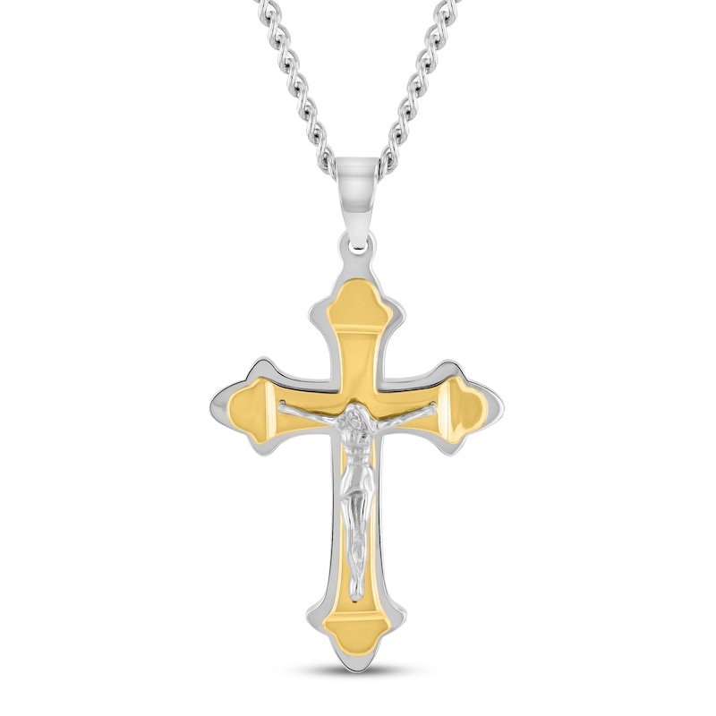 Men's Crucifix Necklace Stainless Steel 24"