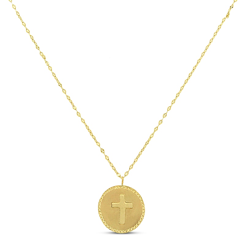 Main Image 1 of Circle Cross Necklace 10K Yellow Gold 18&quot;
