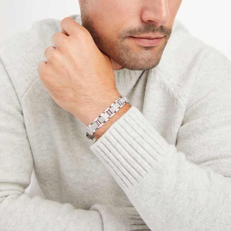 Main Image 3 of Men's Diamond Bracelet 1 ct tw Sterling Silver 8.5&quot;