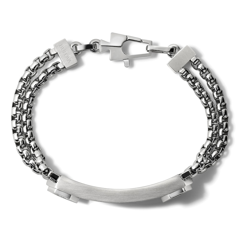 Bulova Double-Chain ID Bracelet Stainless Steel 8"