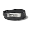 Bulova Double-Wrap Bracelet Black Leather 14.5"