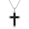 Thumbnail Image 1 of Men's Cross Pendant 1/20 ct tw Diamonds Stainless Steel & Black Ion Plating 24&quot;