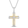 Thumbnail Image 1 of Men's Diamond Cross Necklace 1/10 ct tw Stainless Steel & Yellow Ion Plating 24&quot;