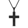 Thumbnail Image 0 of Men's Cross Necklace 1/20 ct tw Black Diamonds Stainless Steel/Black Ion Plating 24"