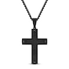 Thumbnail Image 1 of Men's Cross Necklace 1/20 ct tw Black Diamonds Stainless Steel/Black Ion Plating 24&quot;